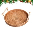 thumbnail image 2 of WAXIAYU Round Rattan Serving Tray with Handles Ottoman Platter Hand- Woven Wicker Storage Plate for Breakfast Drinks Snack Fruit Vegetables Size, 2 of 8