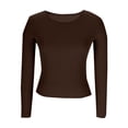thumbnail image 5 of JJHGVB Long Sleeve Fall Basic Slim Casual Slim T Shirt Basic Tee Tops Basic Fitted Basic Casual Basic Ribbed Knit Coffee M, 5 of 6