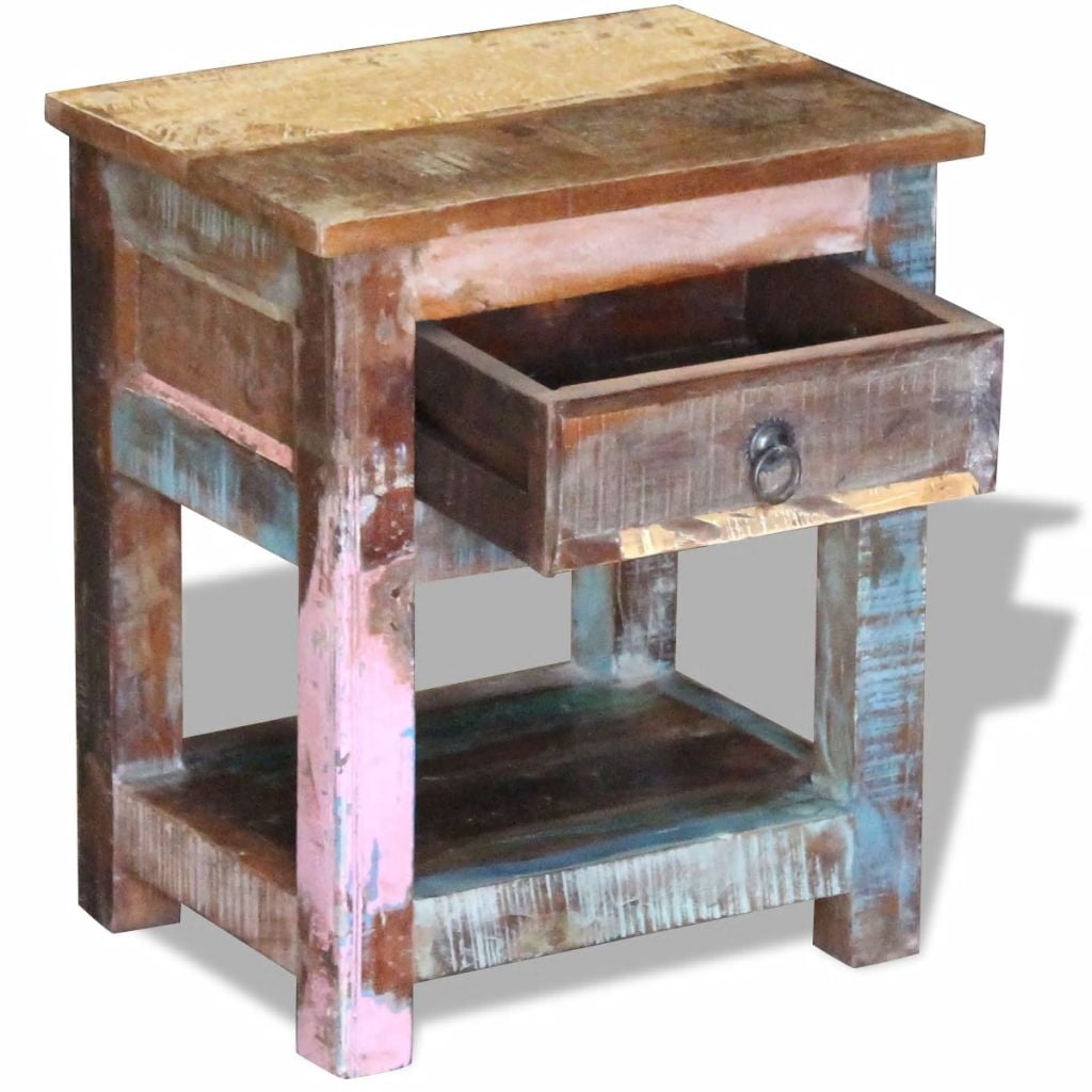 Kepooman Modern Rectangle Reclaimed Wood Side End Storage Stand with 1 Drawer, 17" x 13" x 20", Brown Kepooman Modern Rectangle Reclaimed Wood Side End Storage Stand with 1 Drawer, 17" x 13" x 20", Brown