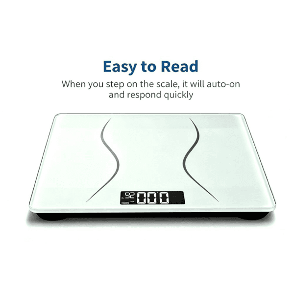 Alvantor Digital Bathroom Scale, 397 lb Capacity, 0.1 kg Increments, Backlit LCD, 6 mm Tempered Glass, White