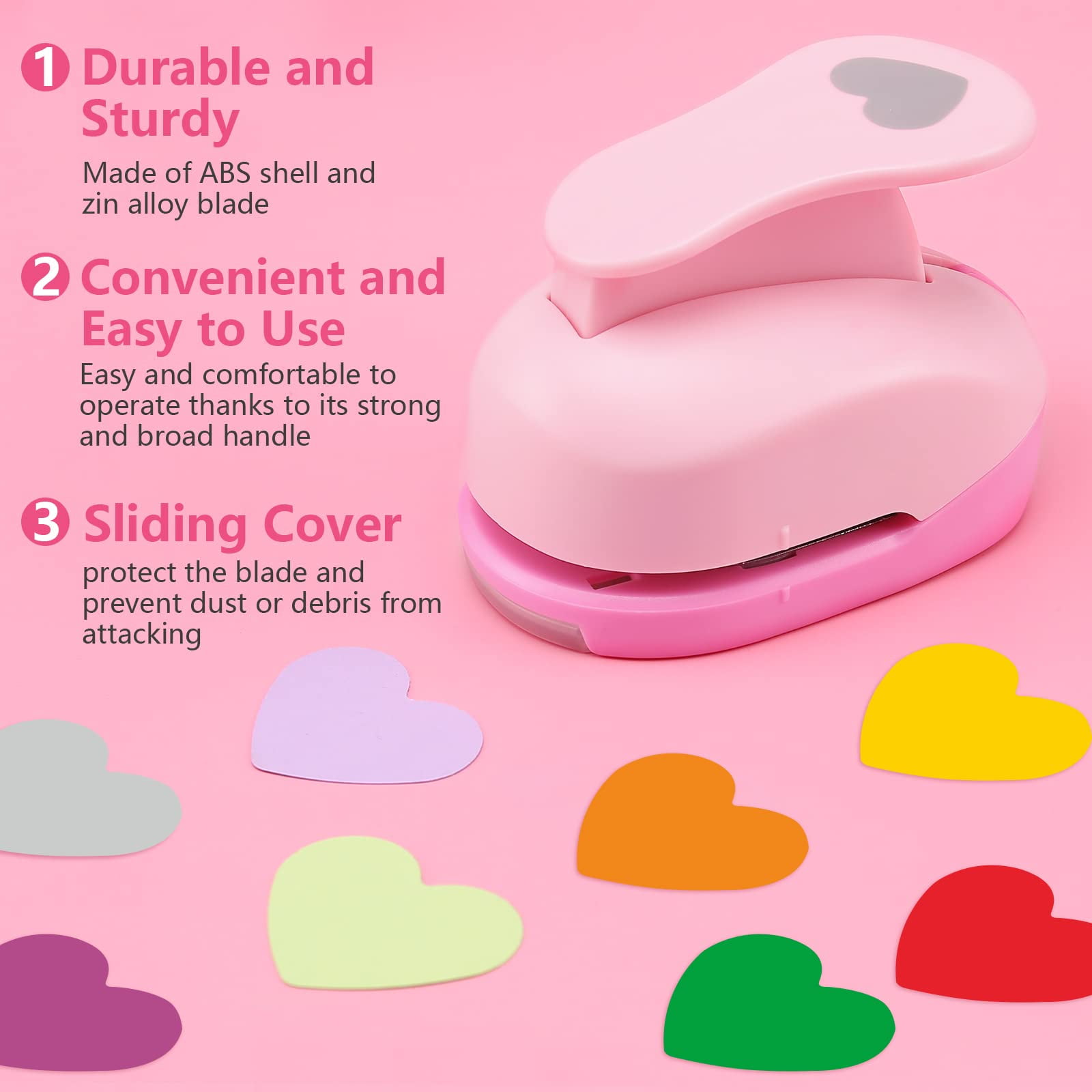 3 Inch Heart Punch, 75mm Heart Lever Action Craft Punch, Heart Shaped Hole Punch for Paper Crafts, Weddings, Cardstock, Gift Wrapping, Greeting Cards and Scrapbooks