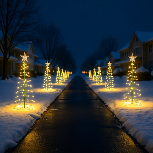 xihome Árbol de Navidad solar para exteriores con 8 modos de iluminacin, opciones de luz blanca clida y multicolor, resistente al agua IP55, ideal para decorar jardines y patios durante las