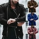 thumbnail image 4 of Mens Retro Leather Jacket Motorcycle Stand Collar Biker Coat Zip Up Outwear Top, 4 of 8