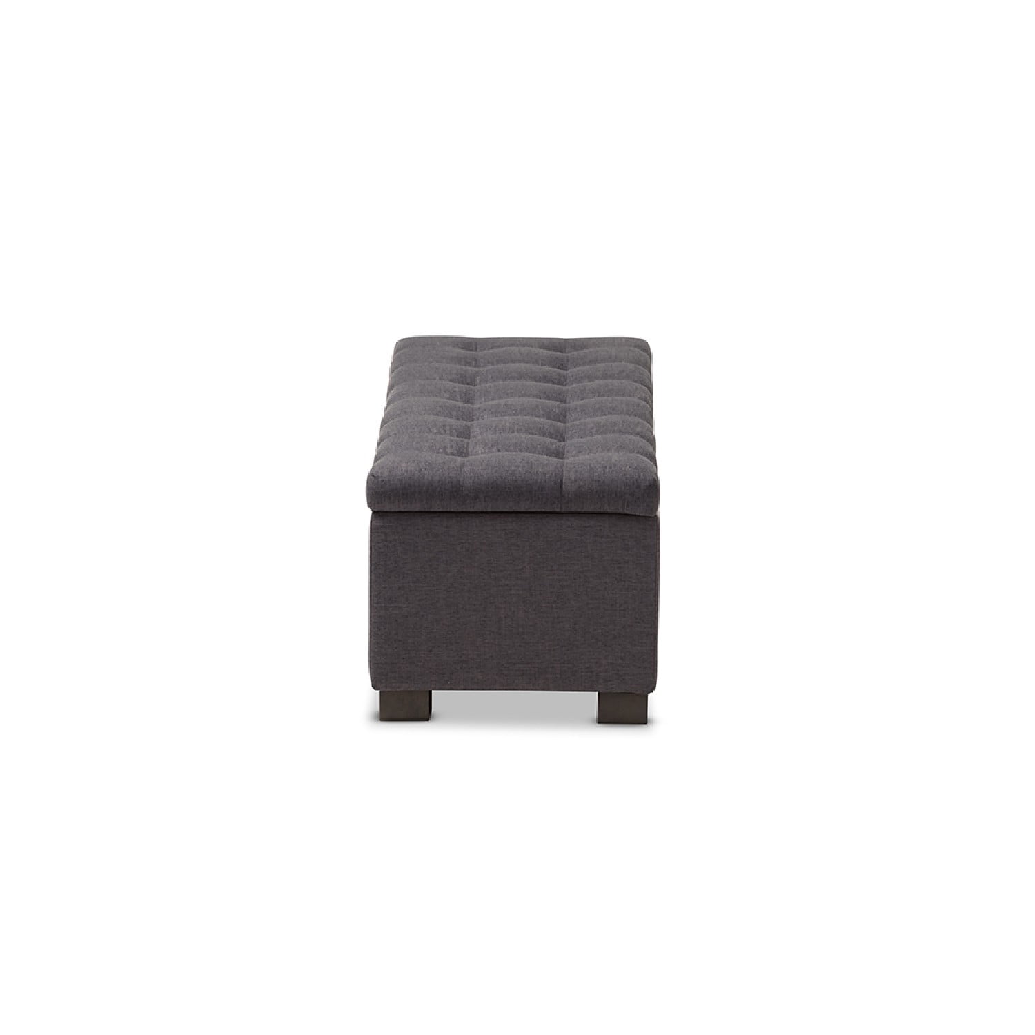 Baxton Studio Roanoke Modern and Contemporary Dark Grey Fabric Upholstered Grid-Tufting Storage Ottoman Bench
