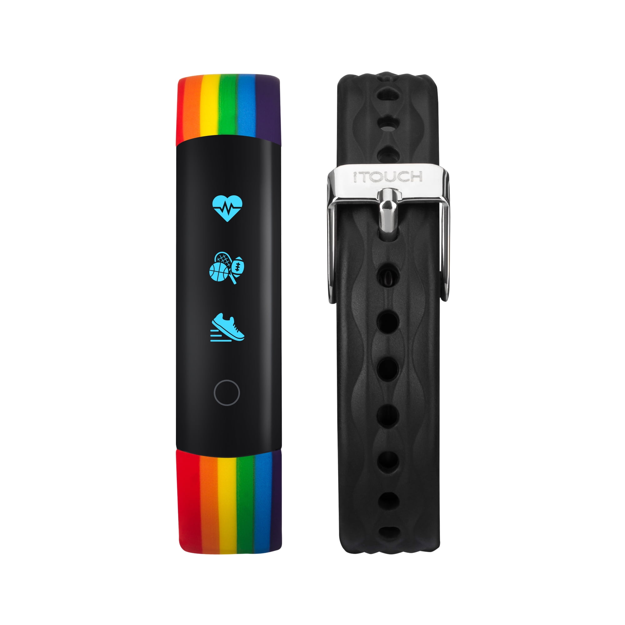 iTouch Slim Waterproof Heart Rate Monitor Unisex Rainbow Print 30mm