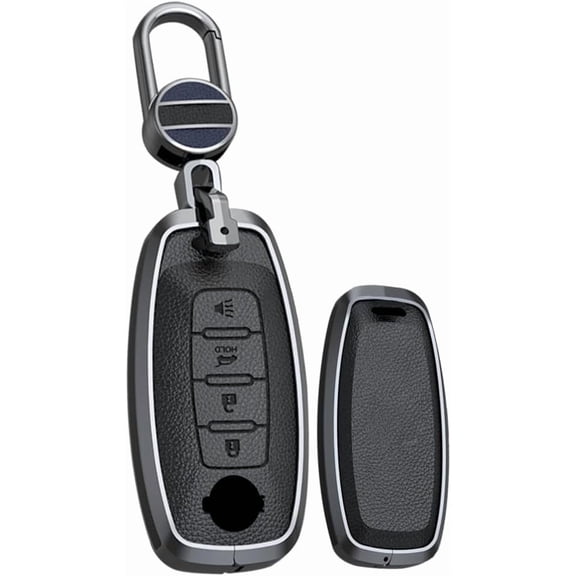 Key Case Holder Protector Keychain for Nissan X Trail 2023 4 Button Metal Leather Key Fob Cover