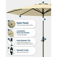 thumbnail image 5 of Memoryfield 10ft Solar Patio Umbrella with 32 LED Lights, Easy Tilt and Crank 8 Ribs Market Umbrella for Outdoor, Beige, 5 of 7