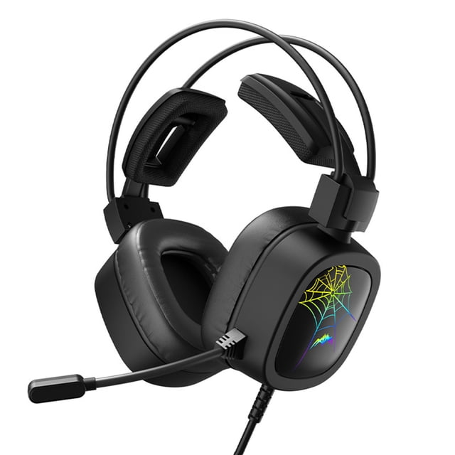 Casque de Jeu Filaire USB à Son Surround 7.1 avec Effet d'Éclairage RVB, Bandeau Aile Volante Adaptatif, Cache-Oreilles Respirants, Réduction du Bruit