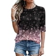 thumbnail image 4 of Domzest Womens Half Sleeve Tops Boho Floral Print Lightweight Shirts Crew Neck Loose Fit Dressy Casual Tunic Tops Pink L, 4 of 6