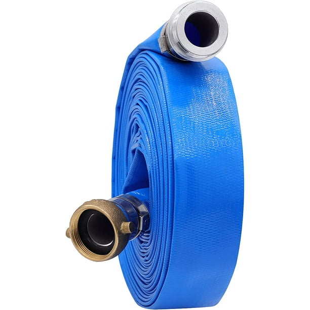 2" x 25ft PVC Lay Flat Water Pump Discharge Hose With Aluminum Pin Lug