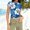 4-Blue, variant on Antqov Short Sleeve Shirts for Women, Solid Color Crew Neck Skinny Slim Fitting Stretchy Blouses, Daily Casual Trendy Comfortable Sports Cropped Tops