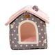 thumbnail image 3 of Cama para gatos semicerrada, nido para perros y gatos, lavable, repetición, camas para perros relajantes y acogedoras, casa para gatos para cachorros, Puntos rosados, 3 of 10