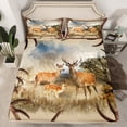 thumbnail image 2 of Homewish Safari Deer Twin Sheet Sets 3pcs for Teens,Jungle Wildlife Twin Fitted Sheet Microfiber,Retro Tree Branches Breathable Flat Sheet,Luxury Bedroom Decor, 2 of 7