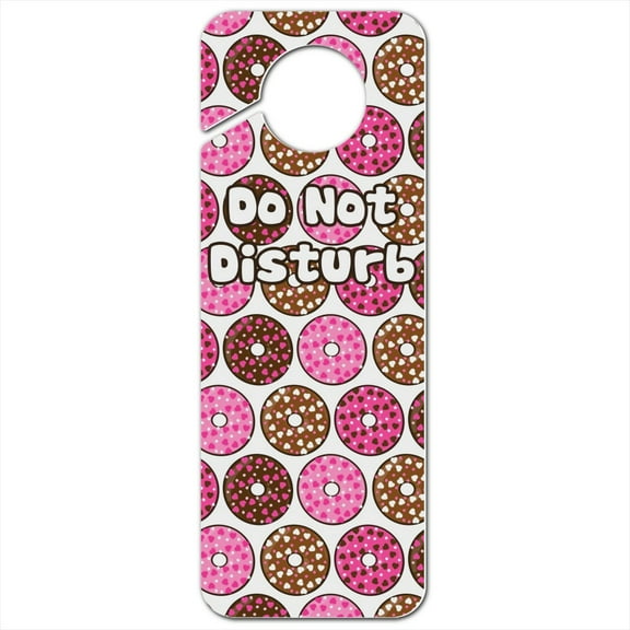 Chocolate Donuts with Heart Sprinkles Pattern Plastic Door Knob Hanger Sign