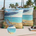 thumbnail image 2 of Welcome Summer Beach Outdoor Pillow Covers Pack of 2 Coastal Watercolor Ocean Sky Flower Lounger Leaf Waterproof Throw Pillow Covers Decorative Cushion Cases for Patio Garden Tent Balcony 16x16 inch, 2 of 9