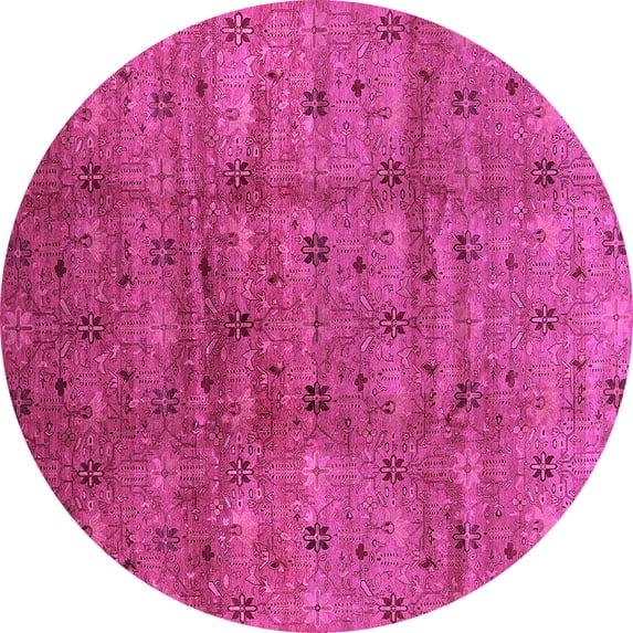 Ahgly Company Indoor Round Oriental Purple Industrial Area Rugs, 4' Round