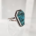 thumbnail image 3 of Coffin Blue Copper Turquoise Ring, Natural Turquoise Ring, December Birthstone, Womens Ring, Coffin Ring, 925 Sterling Silver, Christmas, Handmade, Statement Jewelry, Coffin Shape Gemstone Ring, 3 of 6