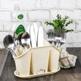 thumbnail image 2 of YBM Home Multipurpose Cutlery Utensil Drying Rack and Storage Holder with 3 Compartments and Base Tray, Serves as Kitchen Sink Drying Rack and Silverware Holder for Dinner Table, 38-1227ivory, 2 of 2