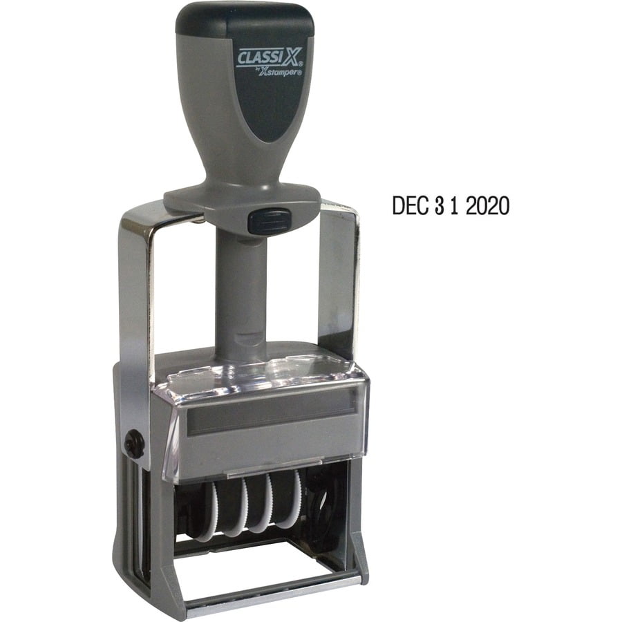 Xstamper 10-Year Self-Inking Line Dater - Date Stamp - Black - Plastic, Metal Plastic - 1 Each Xstamper 10-Year Self-Inking Line Dater - Date Stamp - Black - Plastic, Metal Plastic - 1 Each