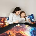 thumbnail image 4 of Feelyou Magic Dragon Twin Bedding Sets 7pcs, Ancient Wildlife Bedding Comforter Set, Ice and Fire Flame Sheet Sets, Kids Bedroom Decor, 4 of 8