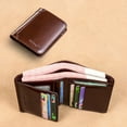 thumbnail image 4 of Ciaoed Men RFID Blocking Secure Wallet Fashion Vintage Purses Genuine Leather Tri-fold Wallet Short Wallet - Coffee, 4 of 5