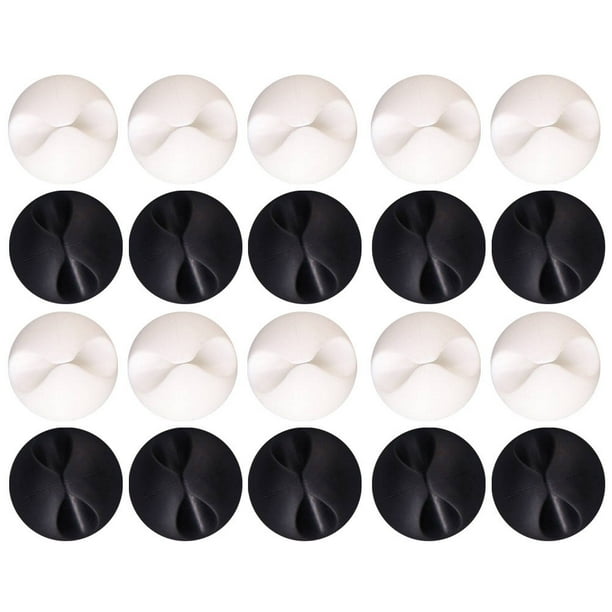 20 sujetacables de escritorio, clips para cables, organizador de cables de carga para TV, PC, portátil, hogar y oficina (color aleatorio)
