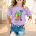 thumbnail image 2 of Byoo Coton Tee Shirts for Toddler Girl Letter Graphic Short Sleeves Pullover Top Comfortable Sport T-Shirt,Light Purple, 2 of 4