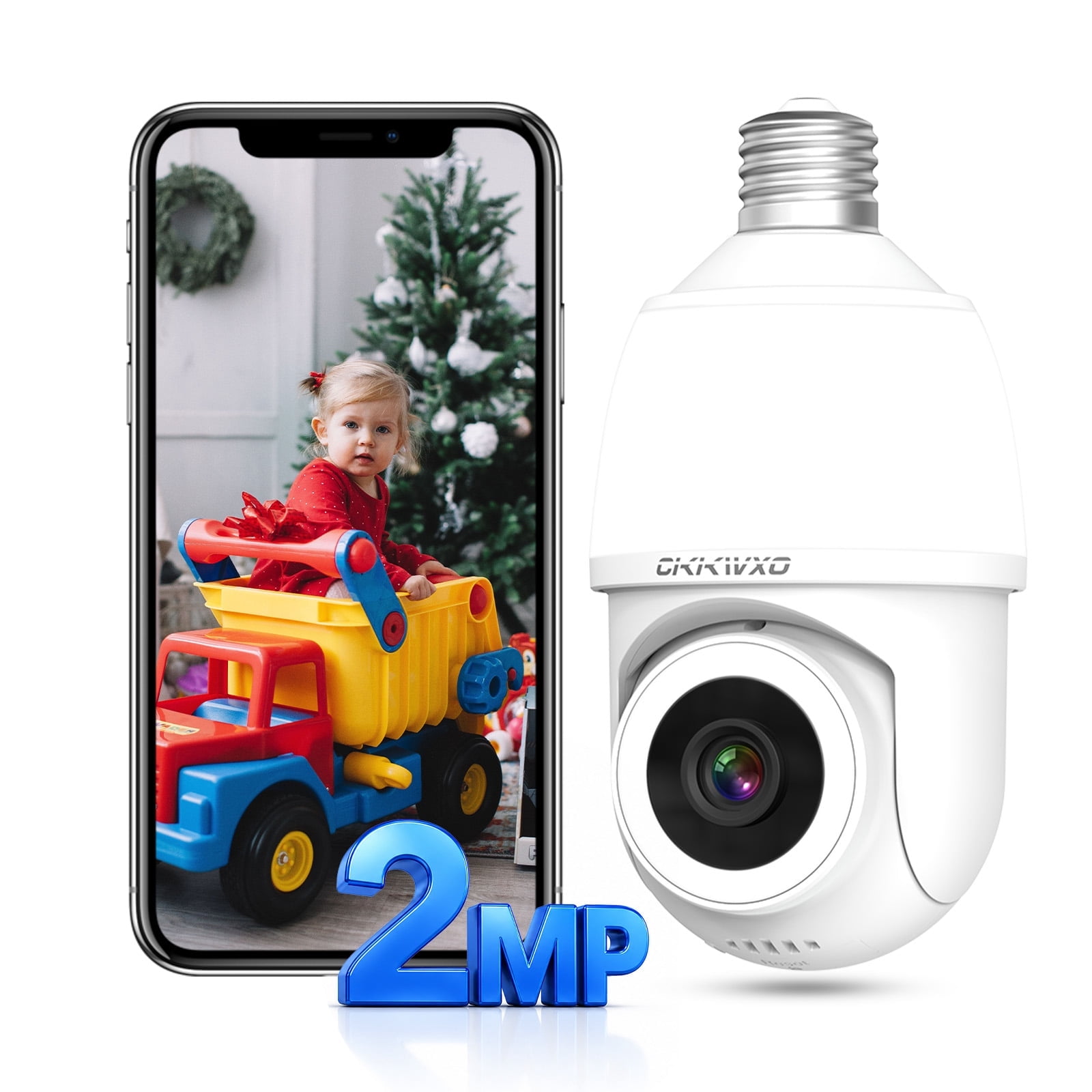 CiKiKWXO Light Bulb Security Camera, 1080P WiFi Bulb Camera for Home Security, Wireless Outdoor Camera with Motion Detection, 2-Way Audio, Color Night Vision, 360° View, Works with Alexa