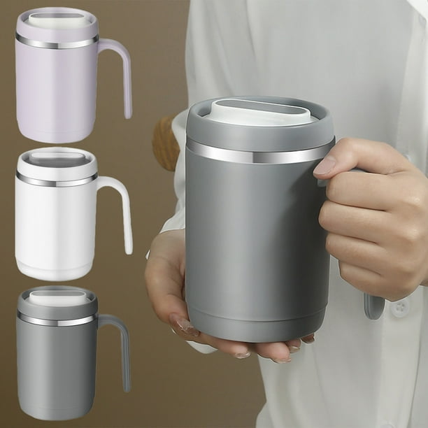 1 Piezas Taza de café aislante de 500 ml con mango y tapa deslizante, Construcción de acero inoxidable de doble pared resistente a salpicaduras mantiene las bebidas calientes o frías JASKFLY