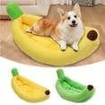 thumbnail image 5 of Banana Bed for Dogs and Cats Creative Banana Boat Shape Pet Bed, Fluffy Soft Plush Washable Pet Sofa for Small Medium Pets Indoor Use 70x40x13cm, 5 of 5