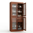 thumbnail image 4 of 100% Solid Wood 32" Bathroom Cabinet with Frosted Glass Doors and 2-Drawers, 4 of 6