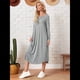 thumbnail image 5 of Pijama de Mujer con Cuello Redondo, Larga y Bolsillos Gris M, 5 of 9