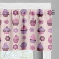 thumbnail image 3 of Ambesonne Cupcake Valance Pack of 2, Tasty Bakery Flowers Art, 42"X18", Pearl Pale Fuchsia, 3 of 5