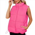 thumbnail image 3 of Chaleco Acolchado para Mujer, Abrigos de Abrigo, Chaquetas y Abrigos con Bolsillos. Rosa Roja XL, 3 of 8