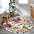 thumbnail image 3 of Spring Flowers Round Area Rug 3.3Ft Washable Circle Rugs for Dining Room Table, Farmhouse Botanical Blossom Floral Birds Non-Slip Carpet Floor Mats Indoor Outdoor Carpet Runner Aesthetic Home Decor, 3 of 8