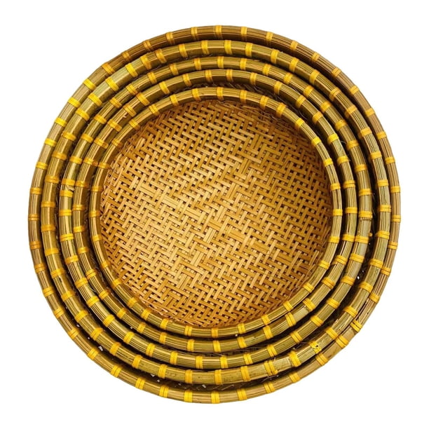 Cesta de pan de bambú de 5 piezas, cesta de fruta tejida multiusos, cesta de Picnic apilable, cesta para servir comida para fiesta