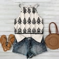thumbnail image 2 of Boho Halter Top for Womens - Tie Neck Sleeveless Graphic Camisole, Flowy Asymmetric Hem Tank for Women's Summer Beach & Festival Outfits Beige L, 2 of 8