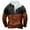 Brown, variant on Sweatshirts for Men Long Sleeve Winter Zipper Pocket Casual Stand Up Collar Long Sleeve Color Block Sweatshirt