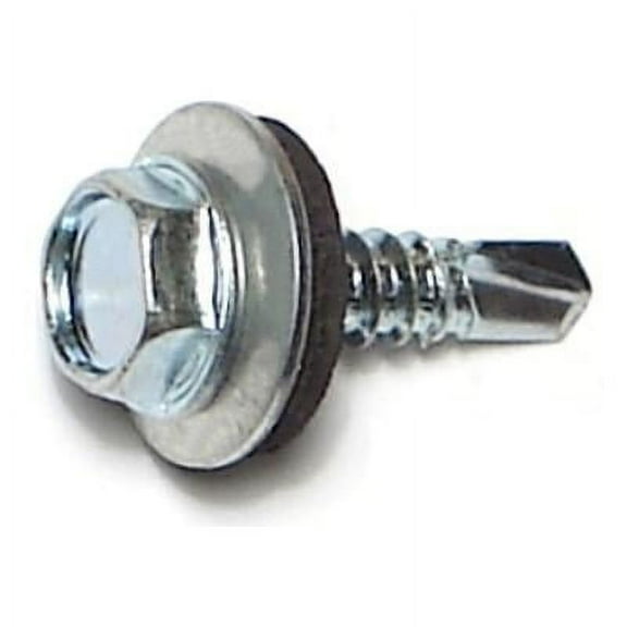 #10-16 x 3/4" Zinc Plated Steel Hex Bonded Washer Head Self-Drilling Screws SDSHWS-128