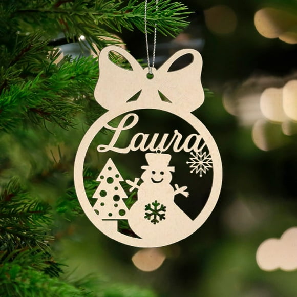 souleather Personalized Christmas Tree Decorations, Custom Wooden Ornaments for Christmas, Hanging Tree Decoration with Your Name, 10cmx10cm