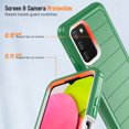 thumbnail image 4 of Xhy Samsung Galaxy A03S Case with Belt Clip Holster and Screen Protector Military Grade Full Body Multilayer Drop Shock Protection 3 in 1 Rugged Durable Detachable for Samsung A03S Phone - Green White, 4 of 9