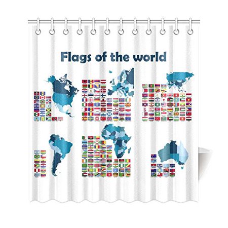 Gckg Flags Of The World Map Home Decor Polyester Fabric Shower