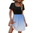 thumbnail image 2 of Women's Fashionable Spring Summer Casual Square Neck Retro Print Sun Dresses Women Women's Mini Dress,Short Sleeves Vacation Dress Beach Dress, 2 of 5