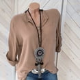 thumbnail image 3 of PEASKJP Long Sleeve Button Down Women Womens Shirts Long Sleeve Boyfriend Button Down Shirts Oversized Blouses Tops (Khaki,XL), 3 of 4
