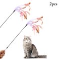 thumbnail image 1 of 2PCS Cat Feather Teaser Fake Pearl Cute Cat Teaser Wand Kitten Play Toy, 1 of 10
