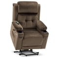 thumbnail image 2 of MCombo Lay Flat Triple Motor Power Lift Recliner Chair for Elderly, Adjustable Headrest, Fabric(Brown), 2 of 9