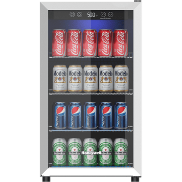 Honeywell Beverage Refrigerator and Cooler, 115 Can Mini Fridge with Glass Door for Soda Beer or Wine for Office or Bar with Adjustable Removable Shelving