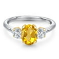 thumbnail image 3 of Gem Stone King 925 Silver and 10K Yellow Gold Yellow Citrine and Lab Grown Diamond Engagement Ring for Women | 1.84 Cttw | Oval 8X6MM | Gemstone November Birthstone | Size 7, 3 of 6