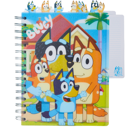 Innovative Designs Bluey Tab Journal Notebook, Spiral Bound, 144 Lined Pages, 8 x 7 inches, Blue