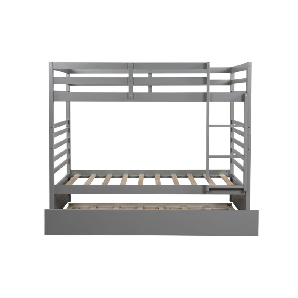 Kepooman Home Detachable Twin Bunk Bed with Trundle, Ladder and Safety Rail for Children, Easy to Use, Grey Kepooman Home Detachable Twin Bunk Bed with Trundle, Ladder and Safety Rail for Children, Easy to Use, Grey